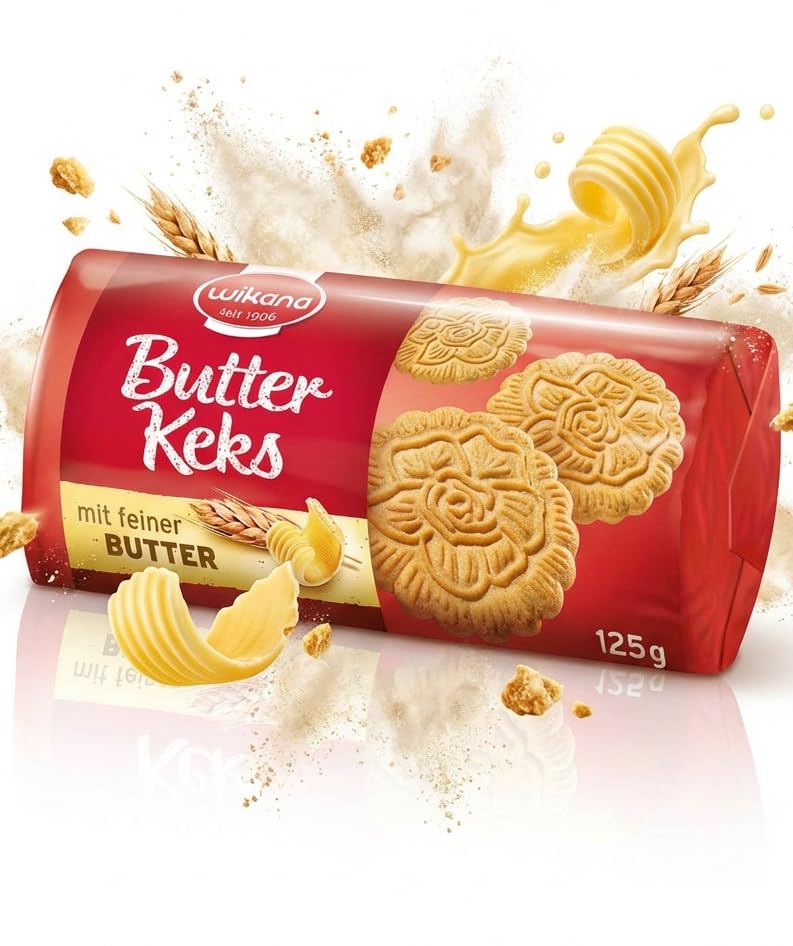 15x Wikana Butterkeks (1,875kg) – Knusprige Butterkekse im Vorratspack – Klassischer Keksgenuss für Kaffee & Pause – Ideal für Familien, Büro & Gastronomie