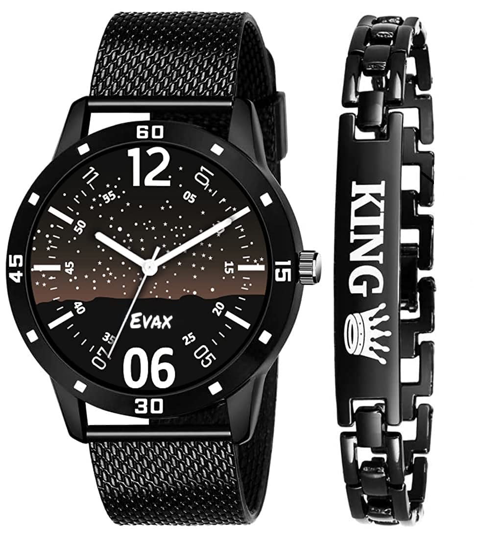Evax Analogue Mens Watch (Black Dial Black&Colored Strap) (Brown) (B09VFS6GG8) Amazon Price History, Amazon Price Tracker