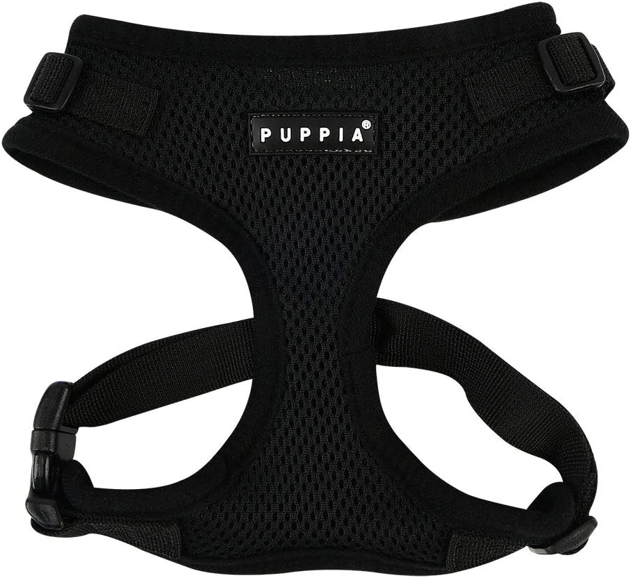 Authentic Puppia RiteFit Harness with Adjustable Neck, Black, Small
