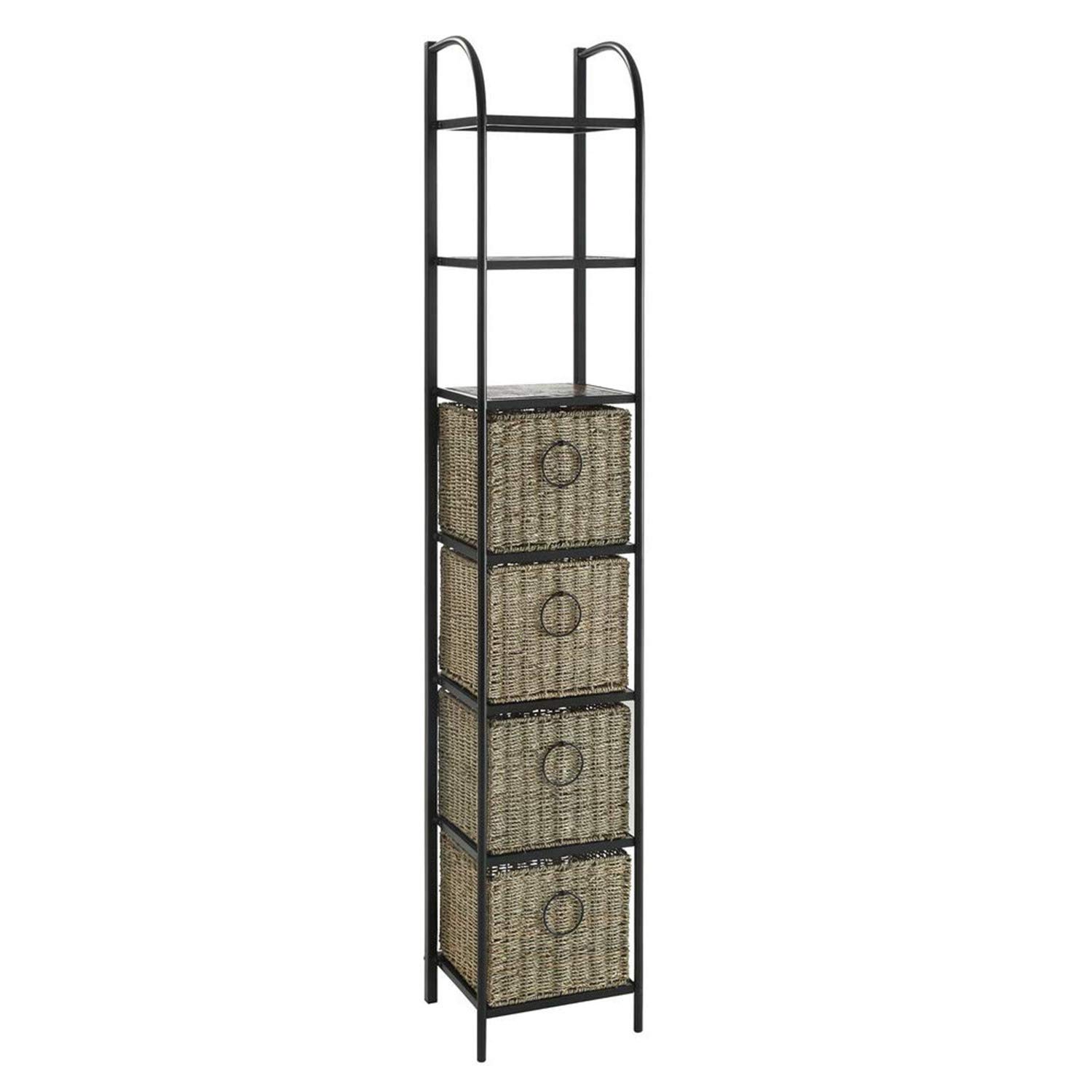 4D Concepts Windsor Bookcase with Baskets, Slate and Weave
