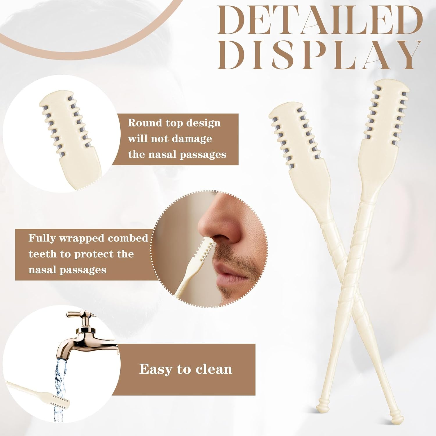 Lothee 50 Pcs Manual Nose Hair Trimmer, Nasal Hair Cutter for Women,White