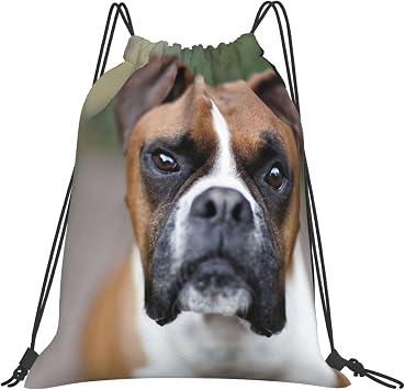 Boxer Dog 2Drawstring Backpack Sports Gym Sackpack Water Resistant String Bag for Women Men