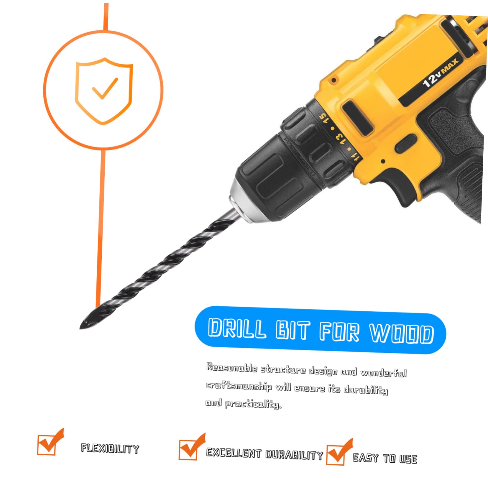 Yardenfun Practical Drill Bit Set for Tile 15pcs Drill Bits for Concrete Ceramic Marble Smooth Chip Removal