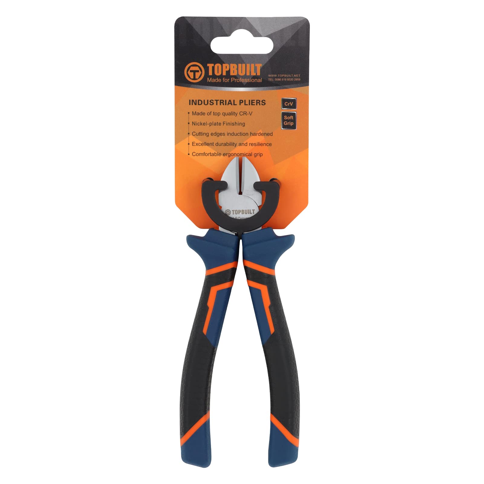 T TOPBUILT Diagonal Cutting Pliers, 160mm Diagonal Side Cutters, Diagonal Wire Cutting Nippers with Anti-Slip Handle