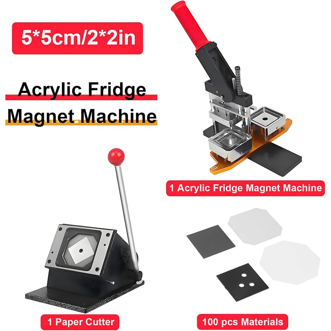 Kühlschrankmagnet-Maschine: DIY-Kühlschrankmagnet-Bastelset mit Papierschneider und Material, erstellen Sie individuelle Foto-Kühlschrankaufkleber zu Hause