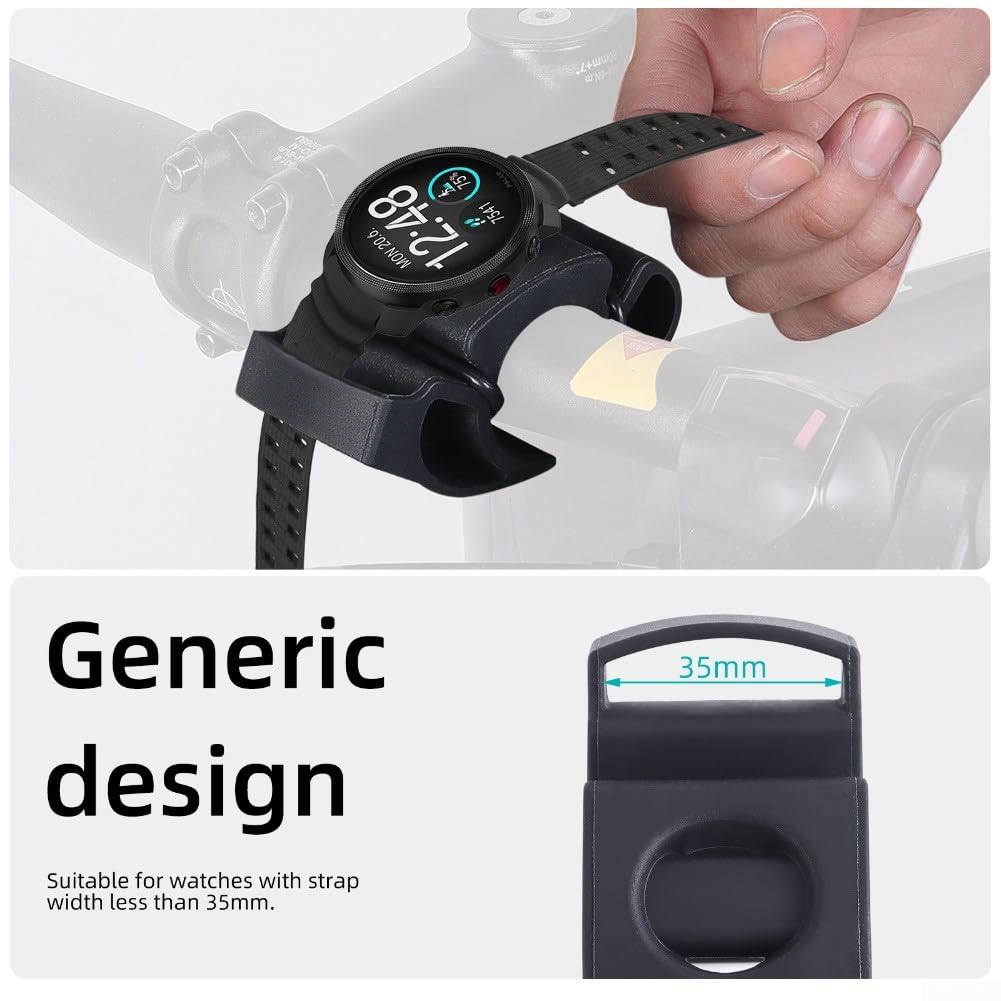Soporte de reloj para manillar de bicicleta hecho de silicona adecuado para Garmin para Polar y otros relojes inteligentes con correas de menos de 35 mm para comodidad de ciclismo