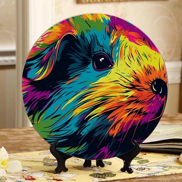 Tie-dye Rainbow Tree 10-inch Ceramic Plate for Wall Display or Tabletop, with Stand & Hook DP-490805713
