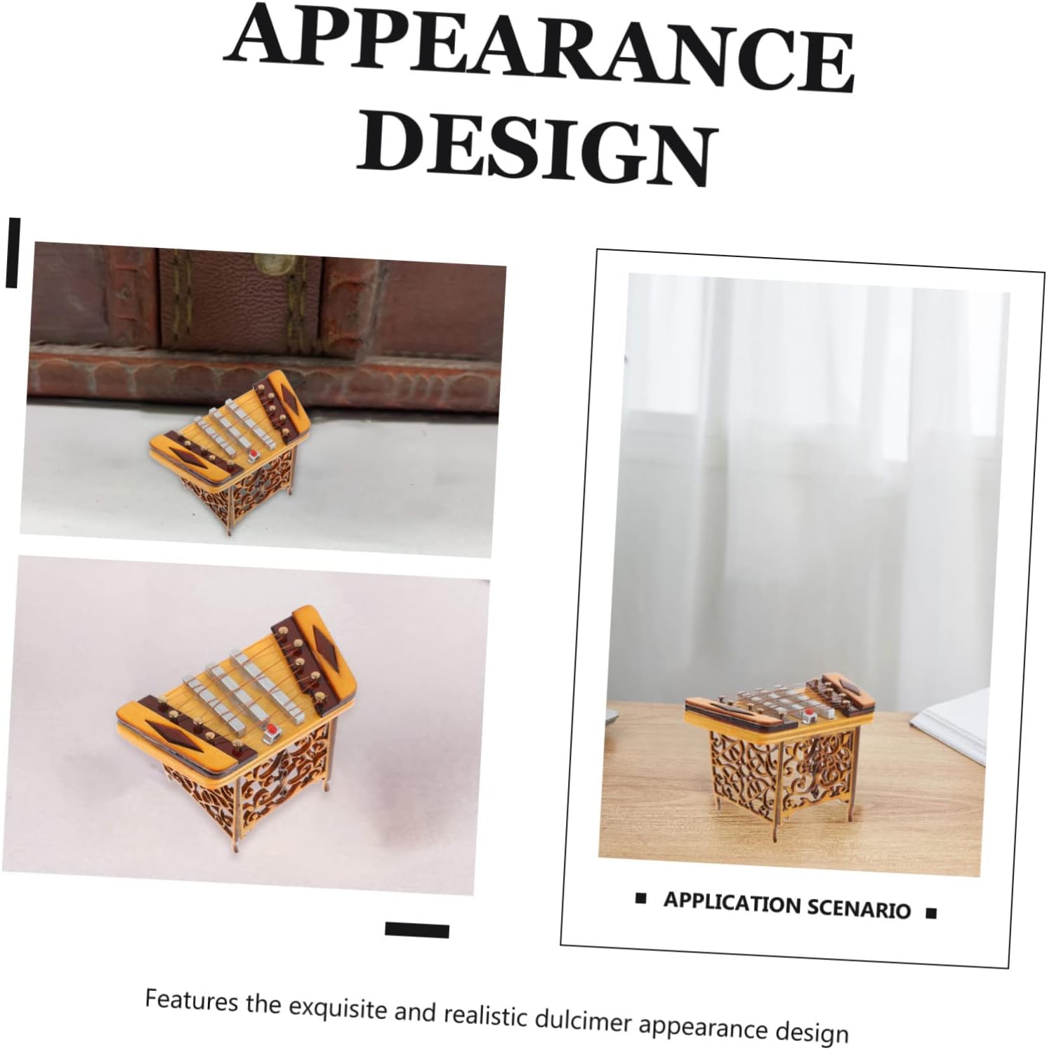 GLEAVI Quality Material Dulcimer Model Realistic Instrument Decor Unique Desktop Ornament