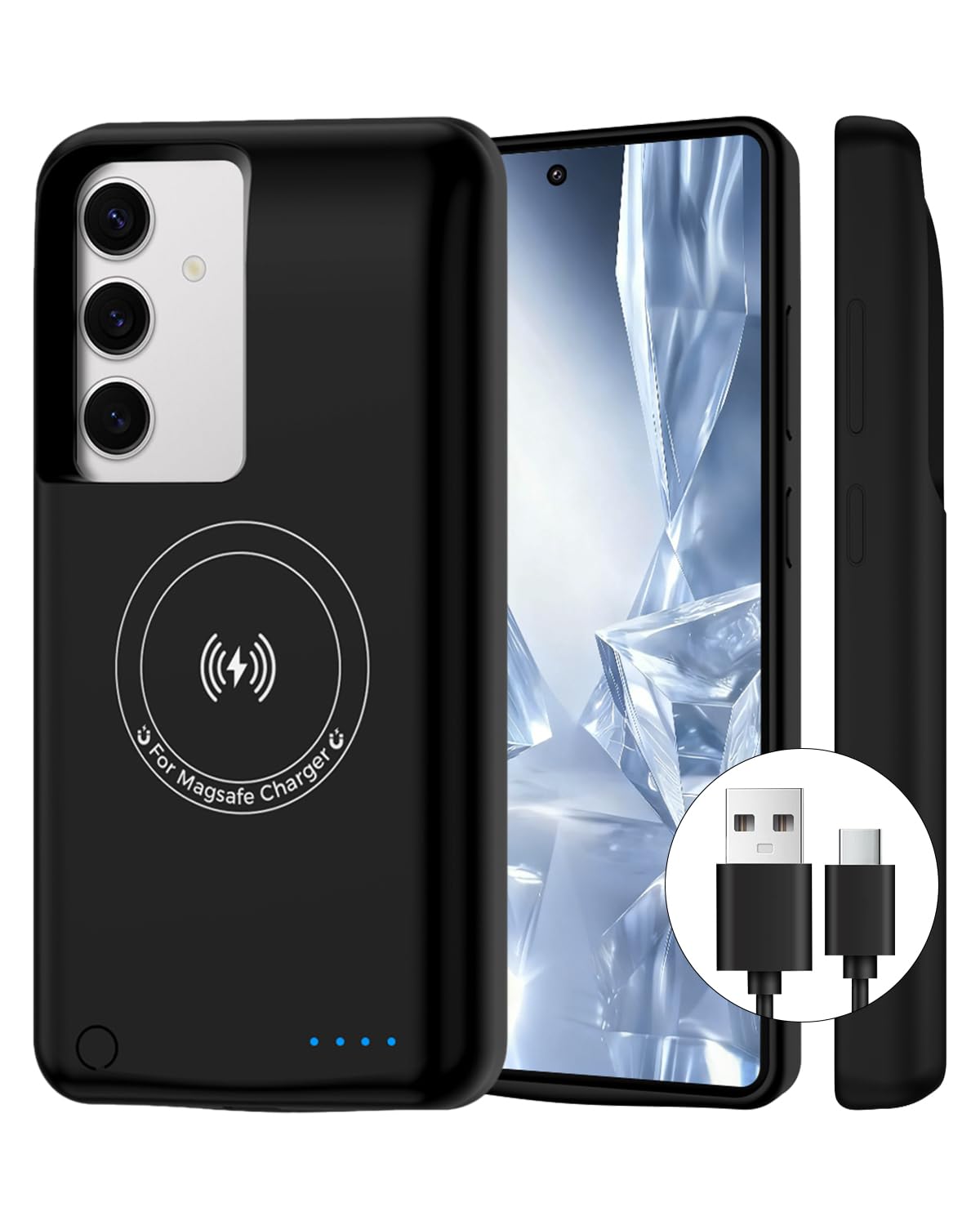 Custodia per Samsung Galaxy S25 Plus/S24 Plus (15.000 mAh), caricatore portatile GAN-Tech ricaricabile, custodia protettiva per batteria esterna per Galaxy S25 Plus/S24 Plus