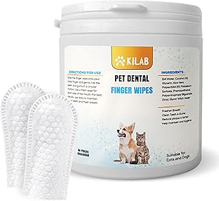 Kilab Dog Dental Wipes – Advanced Dog Dental Care Products – Natural Dog Cleaning Supplies Against Tartar, Plaque, Build-Up – No Rinse Dog Tartar Remover for Teeth – Fresh 50 Count (Coconut Oil)