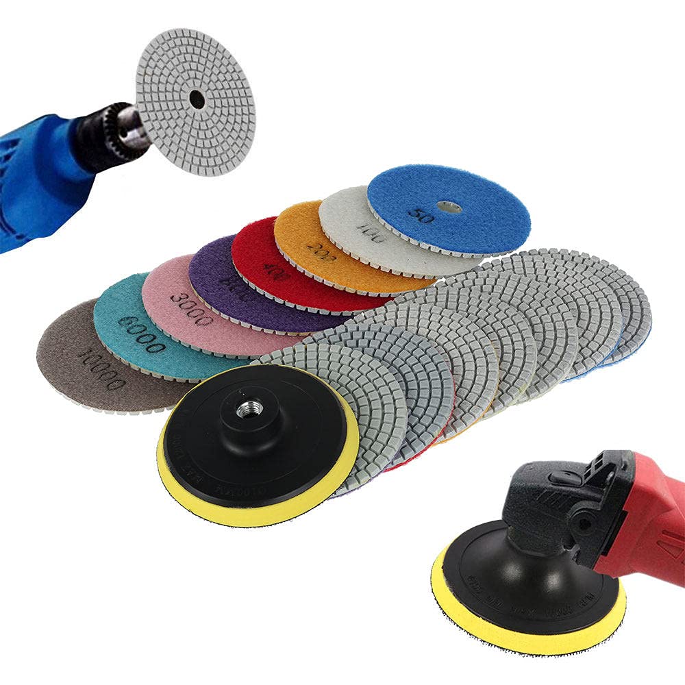16pcs levigatura disco abrasivo diamante bagnato tamponi per lucidatura piastrelle marmo granito lucidatore pietra flessibile utensili manuali in ceramica carta vetrata, come mostrato