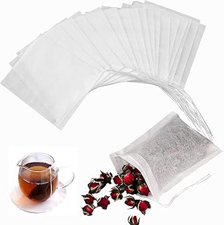 100 Pcs Disposable Loose Leaf Tea Empty Bags with Drawstring,Tea Filter Bags (2.75 x 3.54 inches)