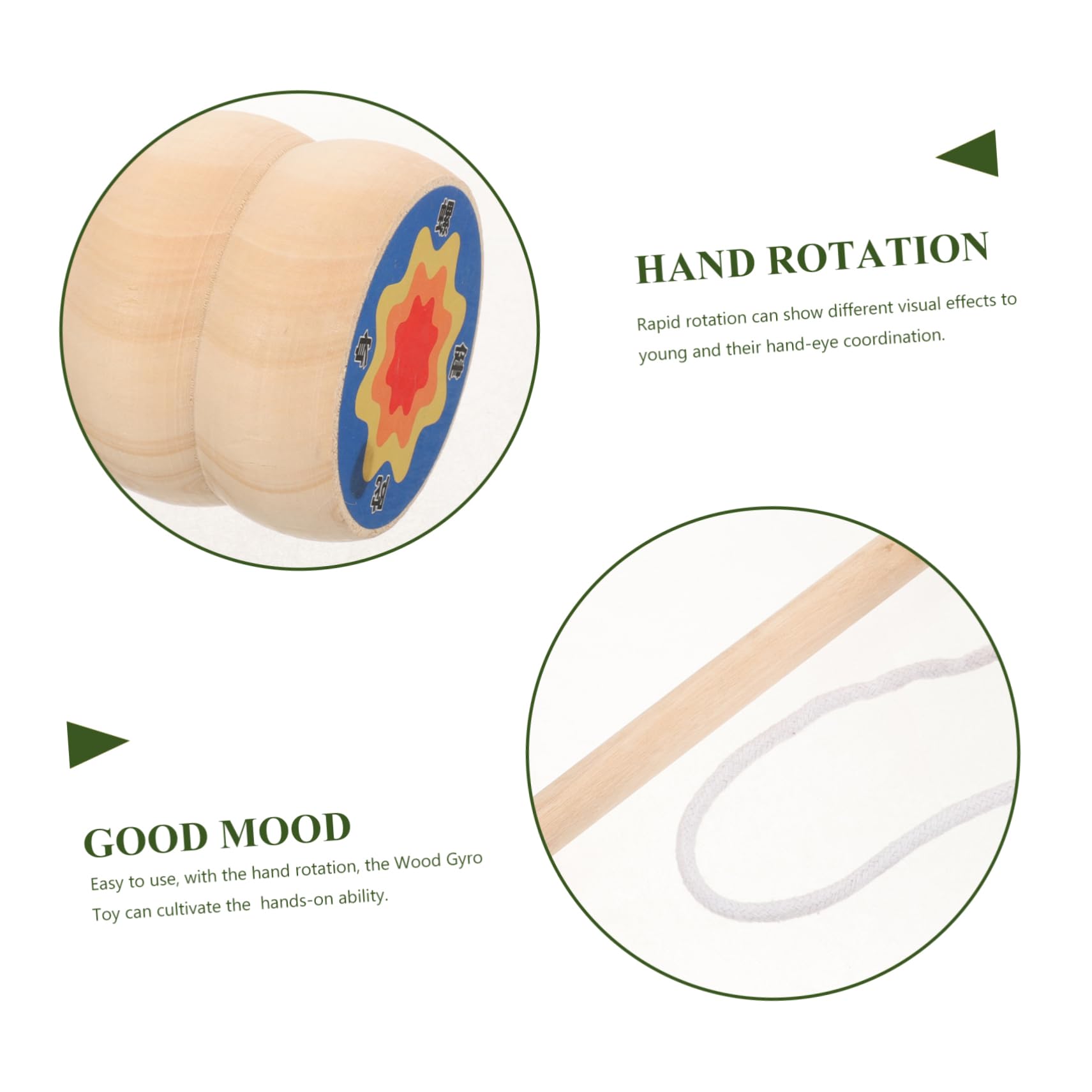 KICHOUSE Wooden Spinning Top Gyroscope Traditional Battling Gyro Toy Rotating Tops for Boys and Girls Random Color