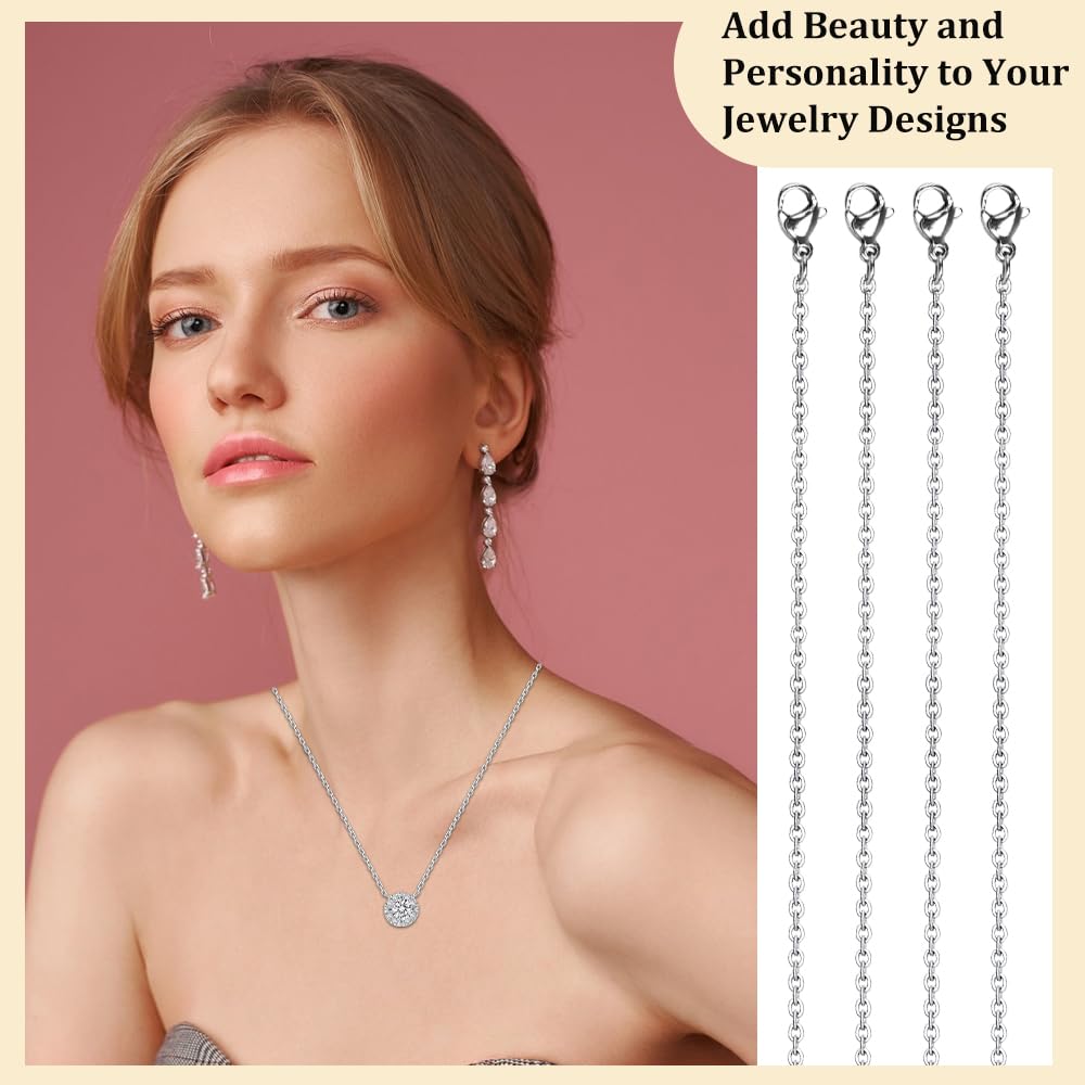 UMAOKANG 10 Metri Catena In Acciaio Inox Per Gioielli Fai Da Te Con Perline Rosa Smaltate + 40 Accessori (Moschettoni E Anelli Aperti) - 2