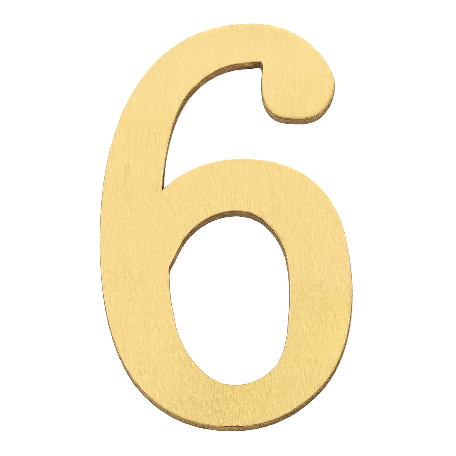 sourcing map House Numbers for Outside, 2.8 Inch Solid Brass House, Self Adhesive Mailbox Numbers, Metal Address Numbers for Door, Apartment, Office,Brushed Finish, Easy to Stick(Number 6)