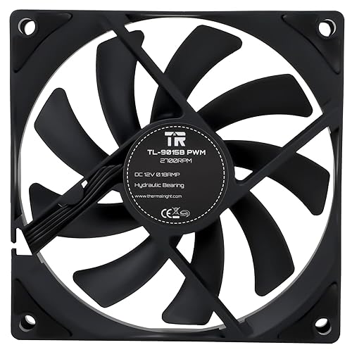 Miniatura 3 de Thermalright Ventilador blanco delgado TL-9015W de 3.622 in, 0.591 in de grosor, control PWM, 2700 RPM, ventilador de caja de rendimiento de