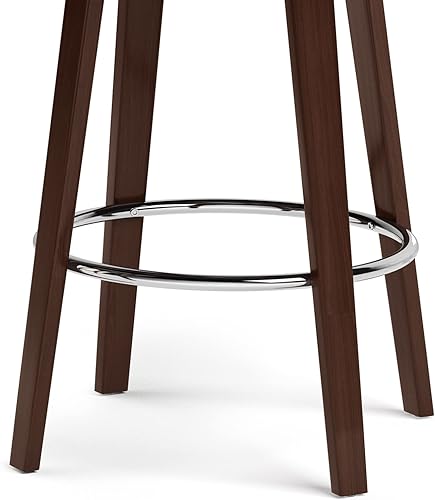 Miniatura 174 de SIMPLIHOME Marana - Taburete de bar giratorio ajustable – Silla tapizada de metal de 33 pulgadas de altura de asiento en piel sintética vegana