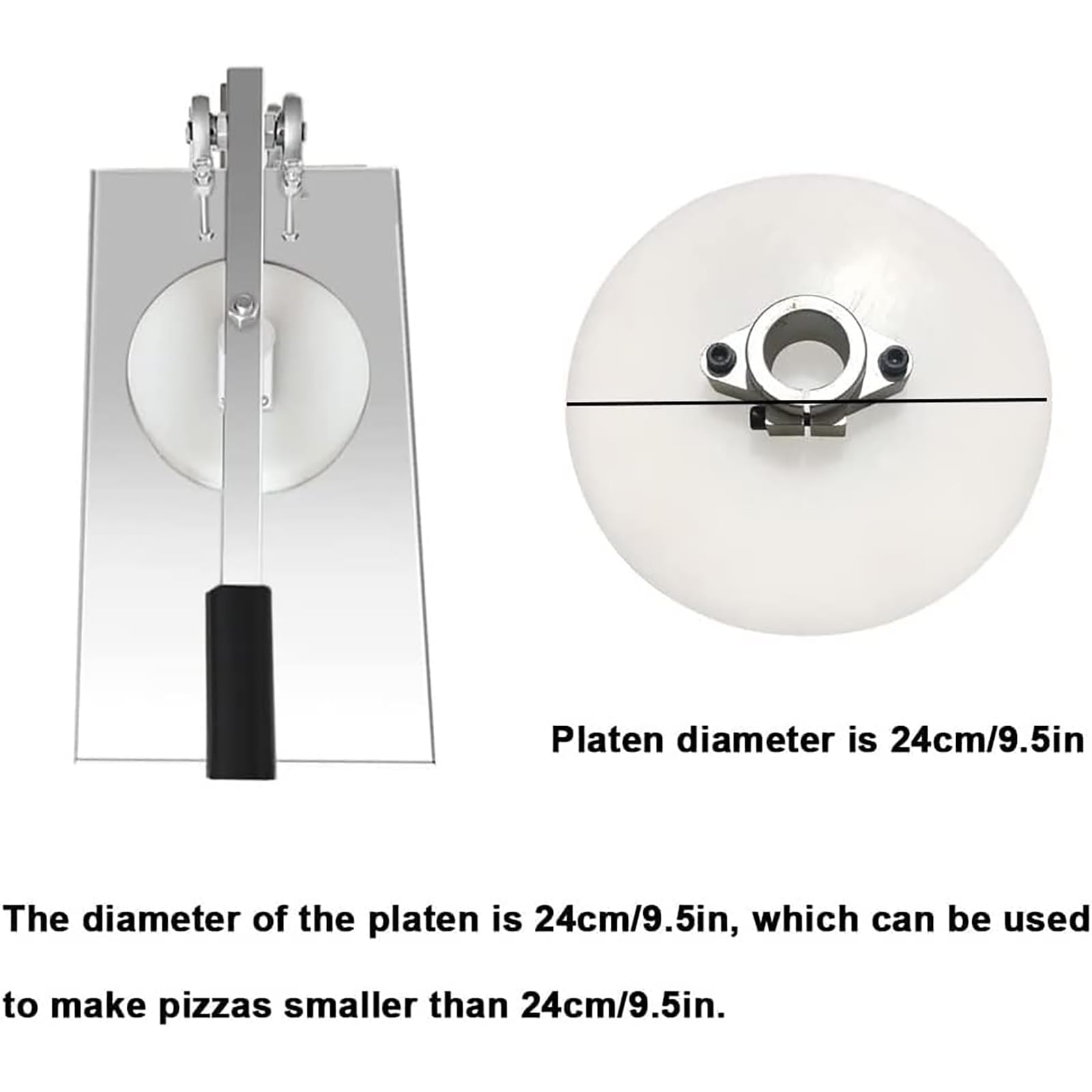 Pressa per Torta Pressata a Mano, Pressa per Pasta per Pizza in Acciaio Inossidabile da 24 Cm, Lo Spessore Dell'impasto È Regolabile, Migliora L'efficienza E Risparmia Manodopera