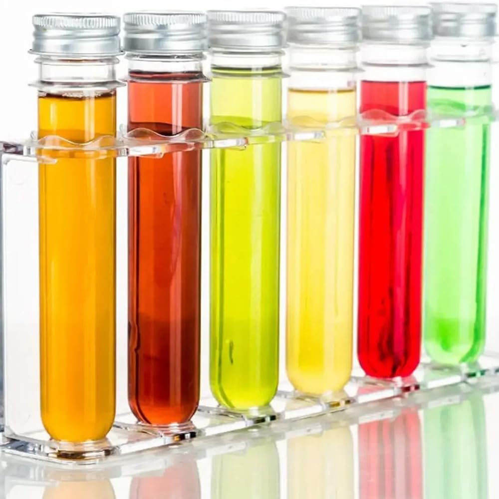 20 tubos de ensayo de 100 ml de plástico transparente con tapón de rosca, botella de prueba reutilizable para tubos de flores, manualidades, decoración de fiestas, caramelos, polvo, especias