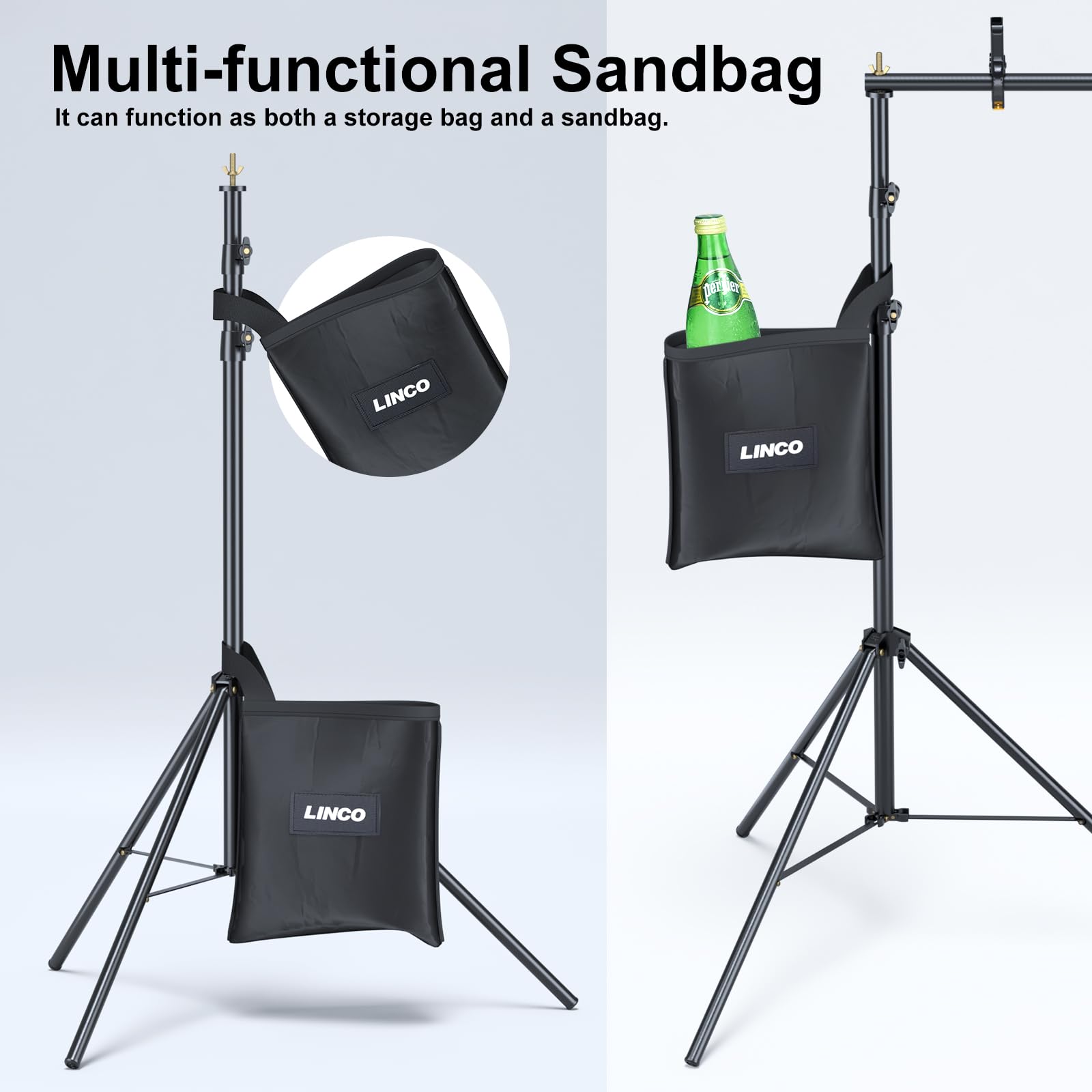 LINCO Kit fondale per feste, 3 x 2,1 m, regolabile, per studio fotografico | Telaio regolabile con morsetti, sacchetti di sabbia, borsa da trasporto per feste, decorazioni per eventi