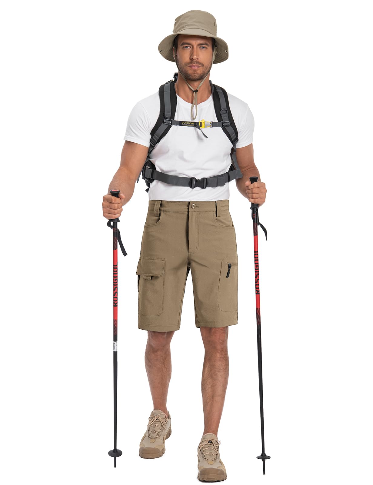 Moosehill Short de randonnée cargo pour homme - Imperméable - Avec 6 poches - Léger et respirant - Pantalon de VTT - Short de cyclisme - Bermuda - Pantalon de trekking - Pantalon d'extérieur d'été