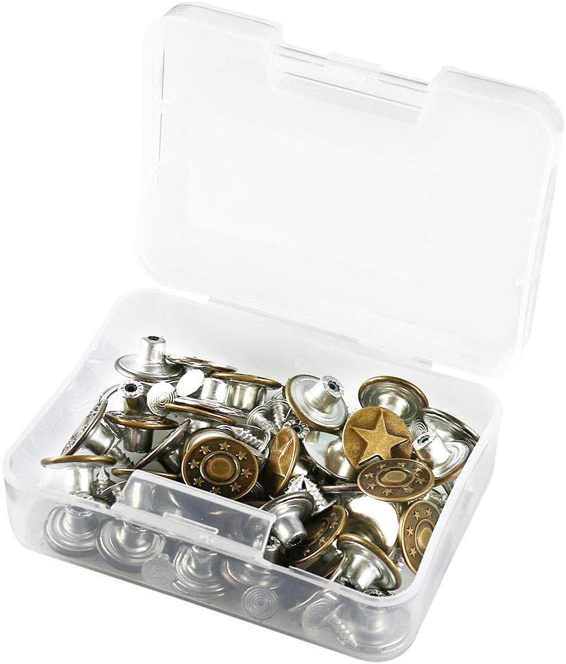Yakamoz 80 Sets 17mm Metal Jeans Button Replacement Kit Fastener Tack Buttons for Denim Jeans Pants Buttons Fix Repair (8 Style, Each 10Pcs)