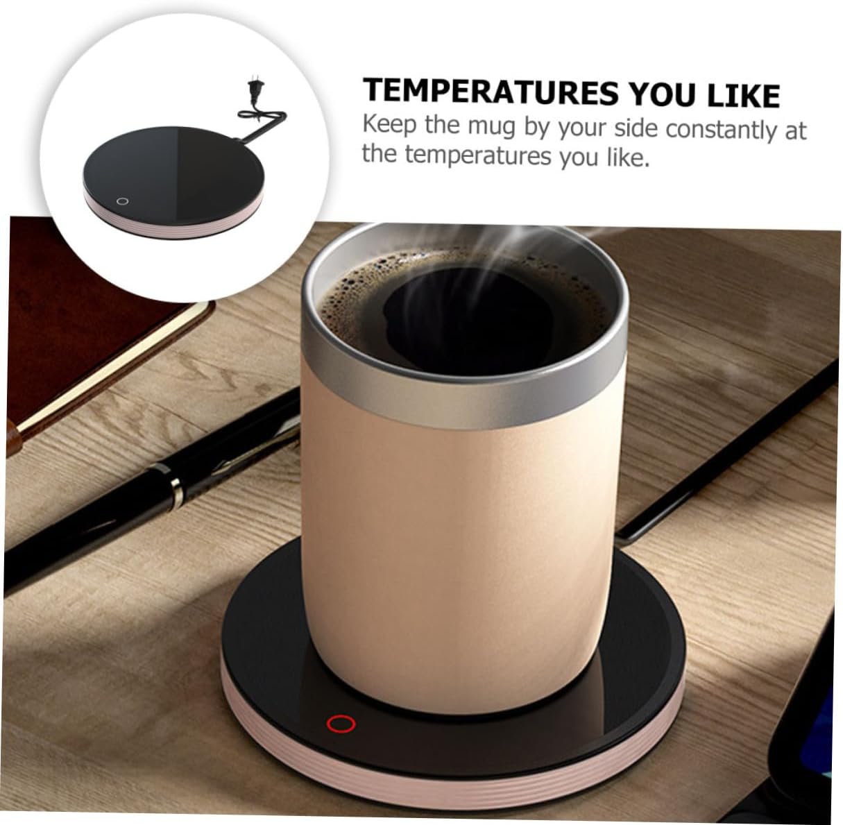 COLLBATH Electric Cup Warmer for Coffee and Tea, Office Mug Heater with Ac110v Power, Portable Beverage Heating Pad for Desk Use
