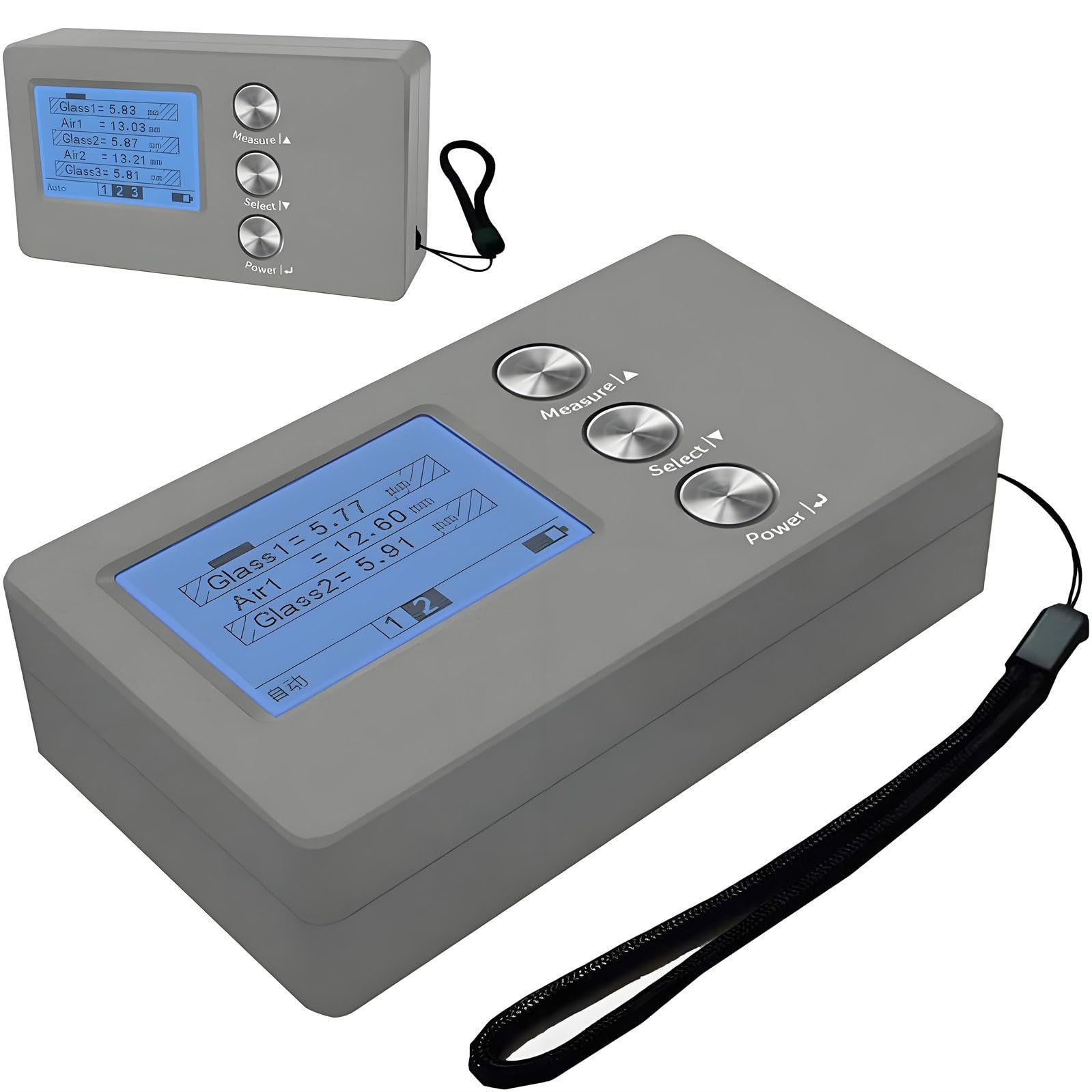 GYKOZY Optical Principle Handheld Meter for Laminated & Insulated Glass, Measures Up to 70mm & Air Gaps, Digital Thickness Gauge, Industrial Heavy Wall Gauge