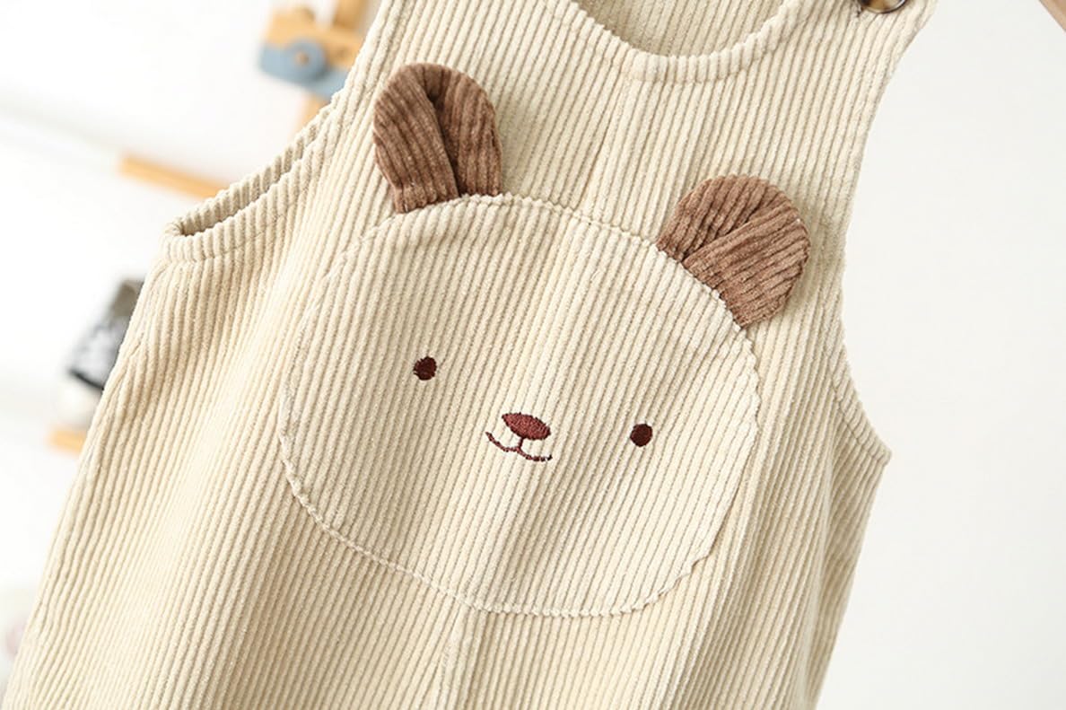 Baby salopette di velluto a coste salopette allentata orso cartone animato pantaloni salopette morbido retrò un pezzo bottone pantaloni bavaglino tuta tuta neonato per la primavera autunno