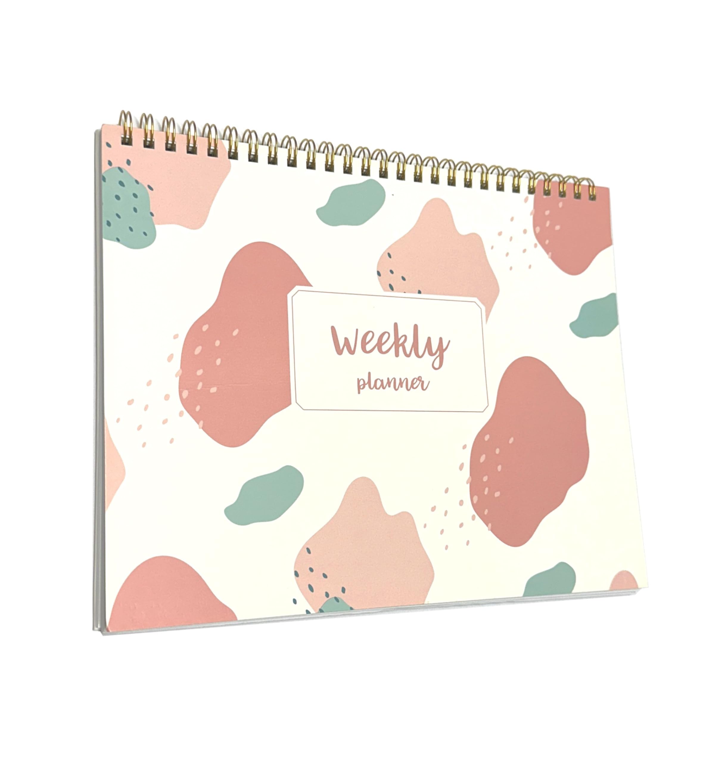 Weekly Planner Pad 52 Sheets Spiral Organizer, To-Do List, Meal Planner, Grocery List, Habit Tracker & Top Priorities 120 gsm Paper, Weekly Schedule 24×19.5 cm (PINK)