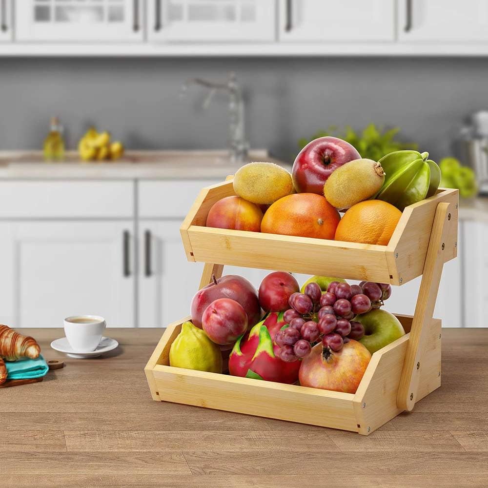 Portafrutta Sospeso A 3 Piani In Metallo - Cesto Ventilato Regolabile Per Frutta, Verdura O Oggetti, Carico 7,5 Kg
