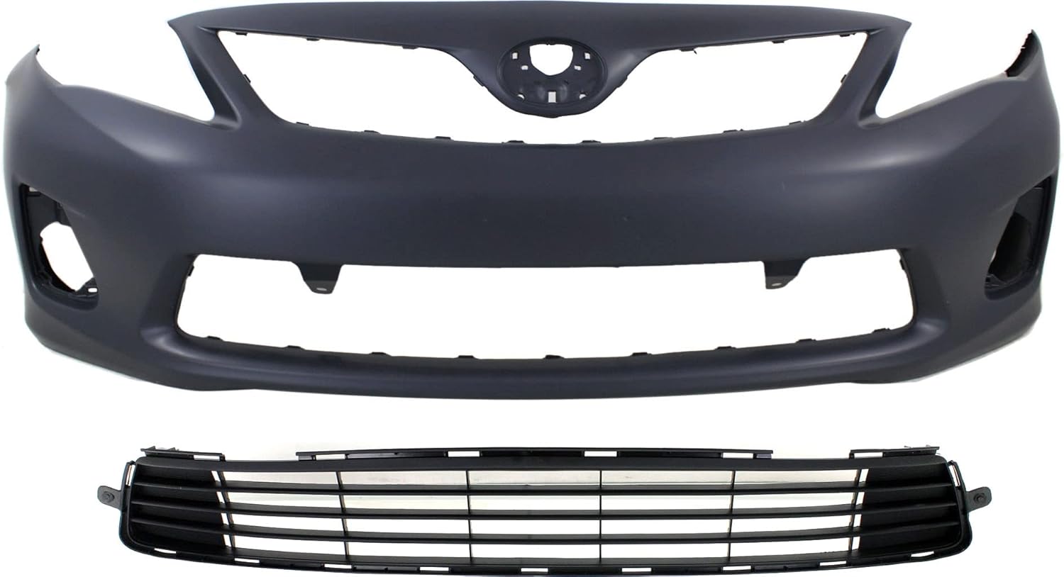 Garage-Pro Front Bumper Cover Kit for 2011-2013 Toyota Corolla Base/CE - Primed, Direct Fit w/ Grille & Fog Light Holes, US Built