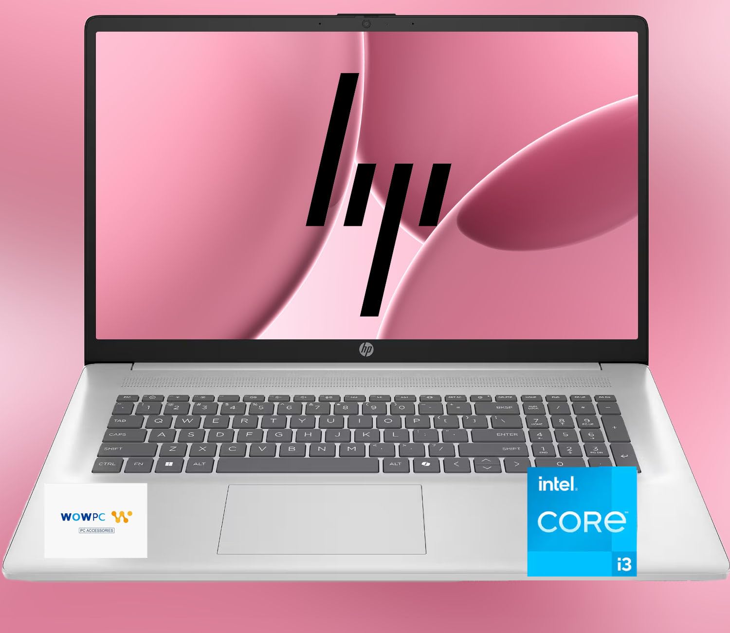 HP Laptop 17, 17.3" HD+ Display, Gen 13 Intel Core i3, 16GB RAM 1.5TB Storage (1TB PCIe SSD + 512GB Portable Drive), Windows 11 Home, HD Audio, Anti-Glare Coating, HD Camera, WiFi 6, w/WOWPC Bundle
