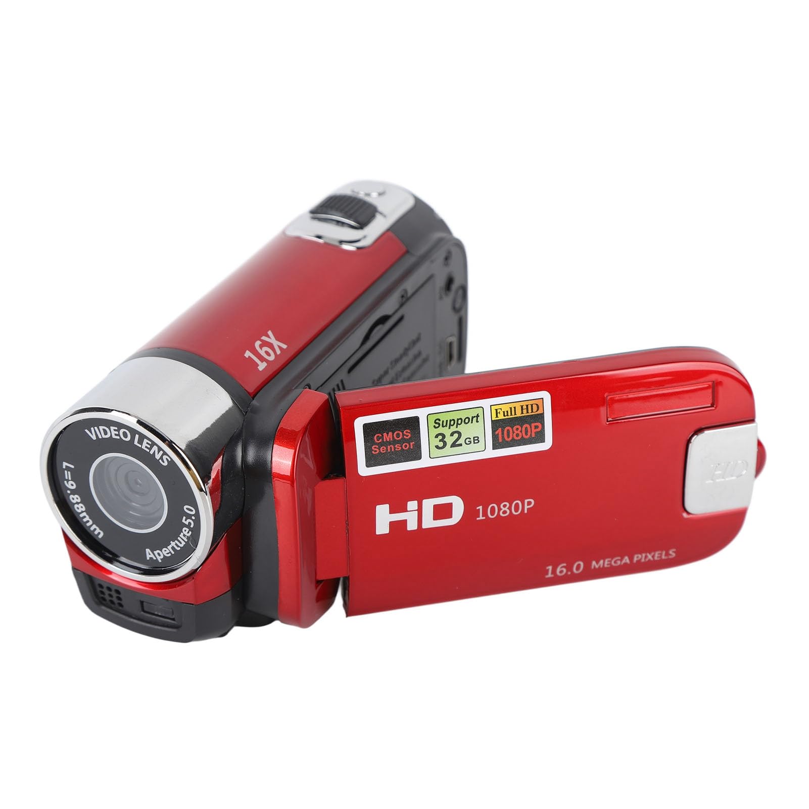 Brrnoo Videocámara con Cámara de Video, Videocámara de Mano 4K 48MP Cámara DV Grabadora de Cámara Vlogging Pantalla Giratoria TFT Cámara de Video con Zoom Digital 16x con Cable USB (Rojo)