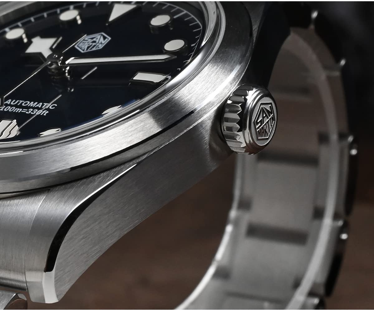 San Martin 38 mm SN0107G męski zegarek sportowy w stylu vintage emaliowana tarcza płatek śniegu ręce NH35 luksusowy eksploruj automatyczny mechaniczny