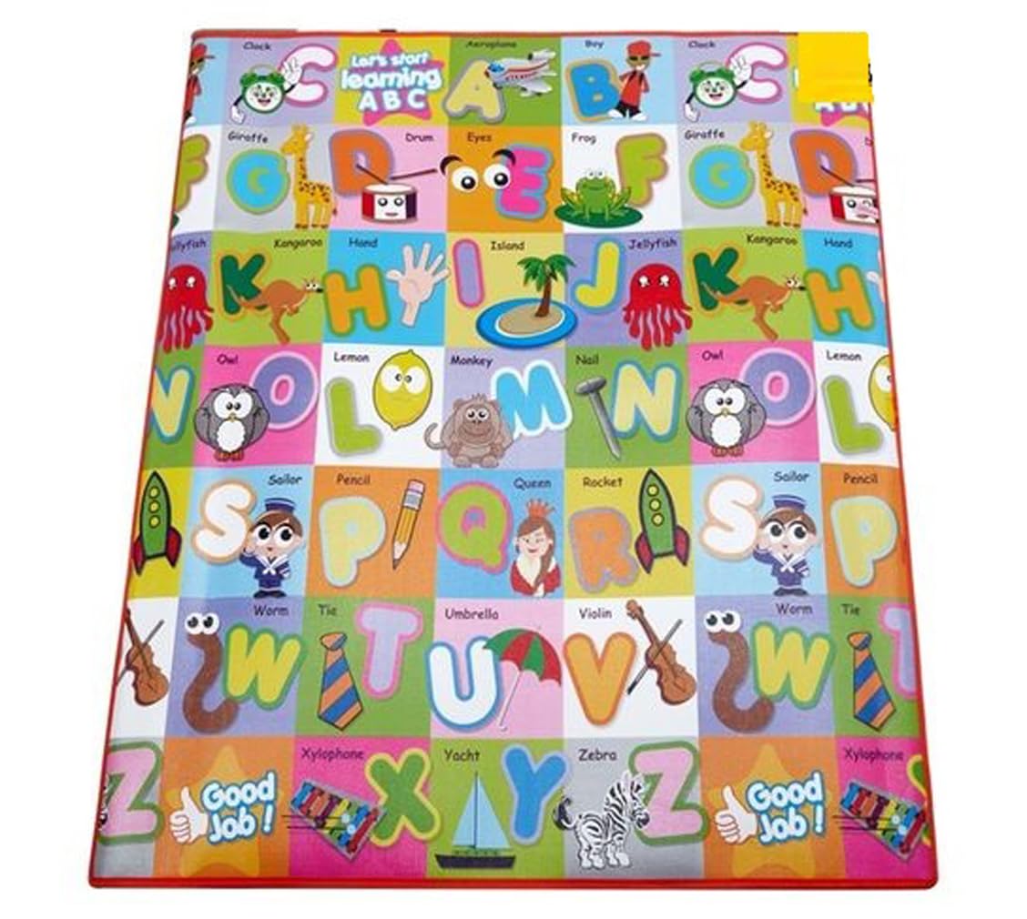 Große Spielmatte 120 * 100cm PVC beschichtet und kratzfest für den Außenbereich Teppich Kinderzimmer Spielteppich Baby Krabbelmatte (ALPHABETO)