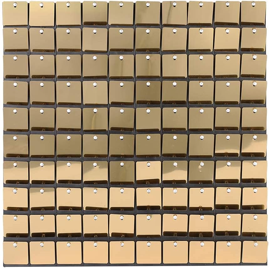 Shimmer Wall Panels,Sequins Backdrop,15 Panels,Great for Events,Home Decoration,Birthday Party (Golden Yellow)