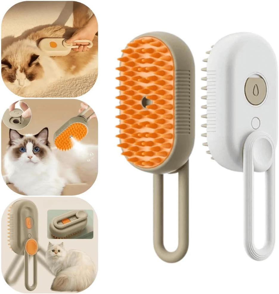 Escova Pet 3 em 1 A Vapor Para Remoção De Pelos Ideal Para Cães e Gatos Recarregável Premium