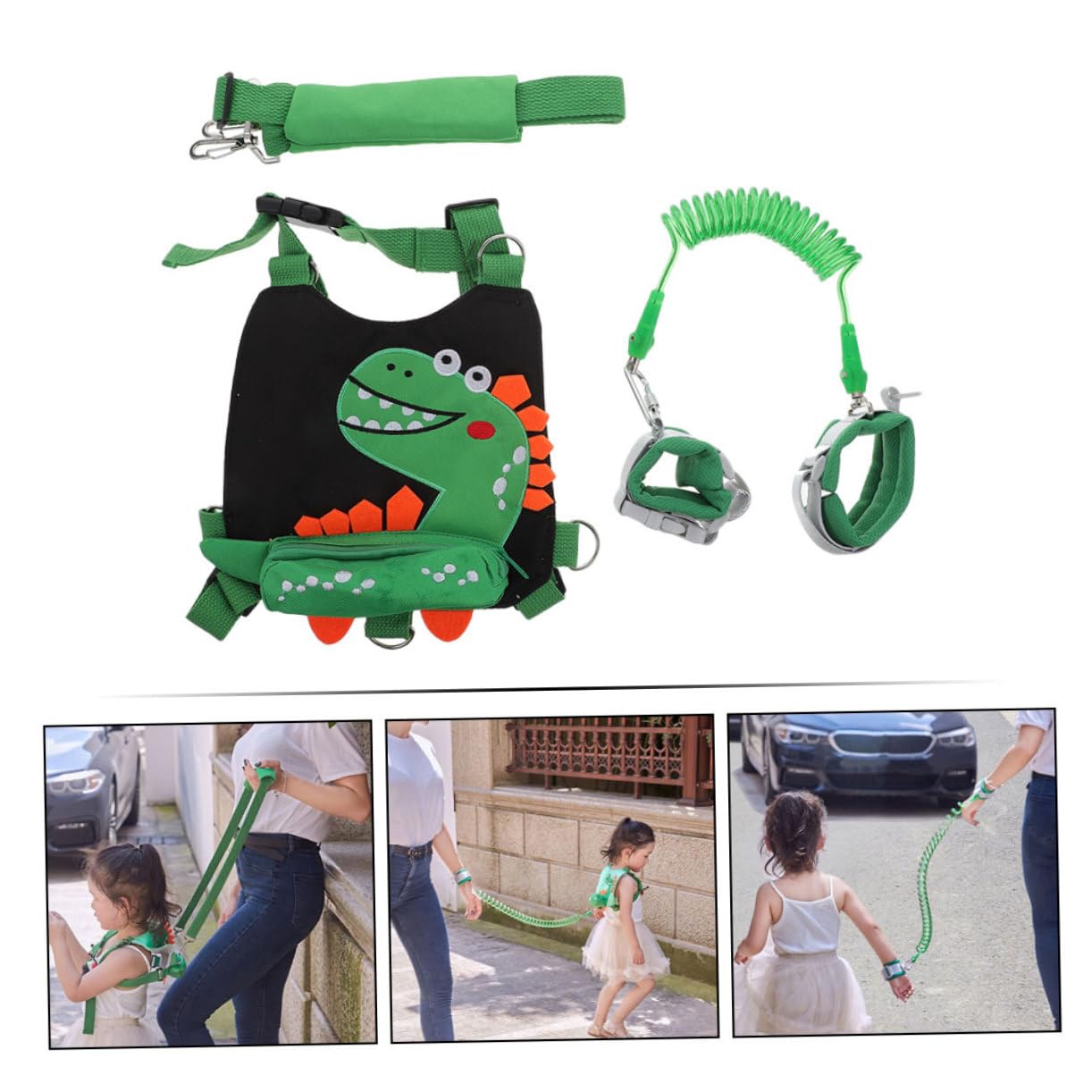 LIFKOME Toddler Harness Leash Child Safety Harness Dinosaur Pattern Adjustable Wrist Strap 1.5m Breathable