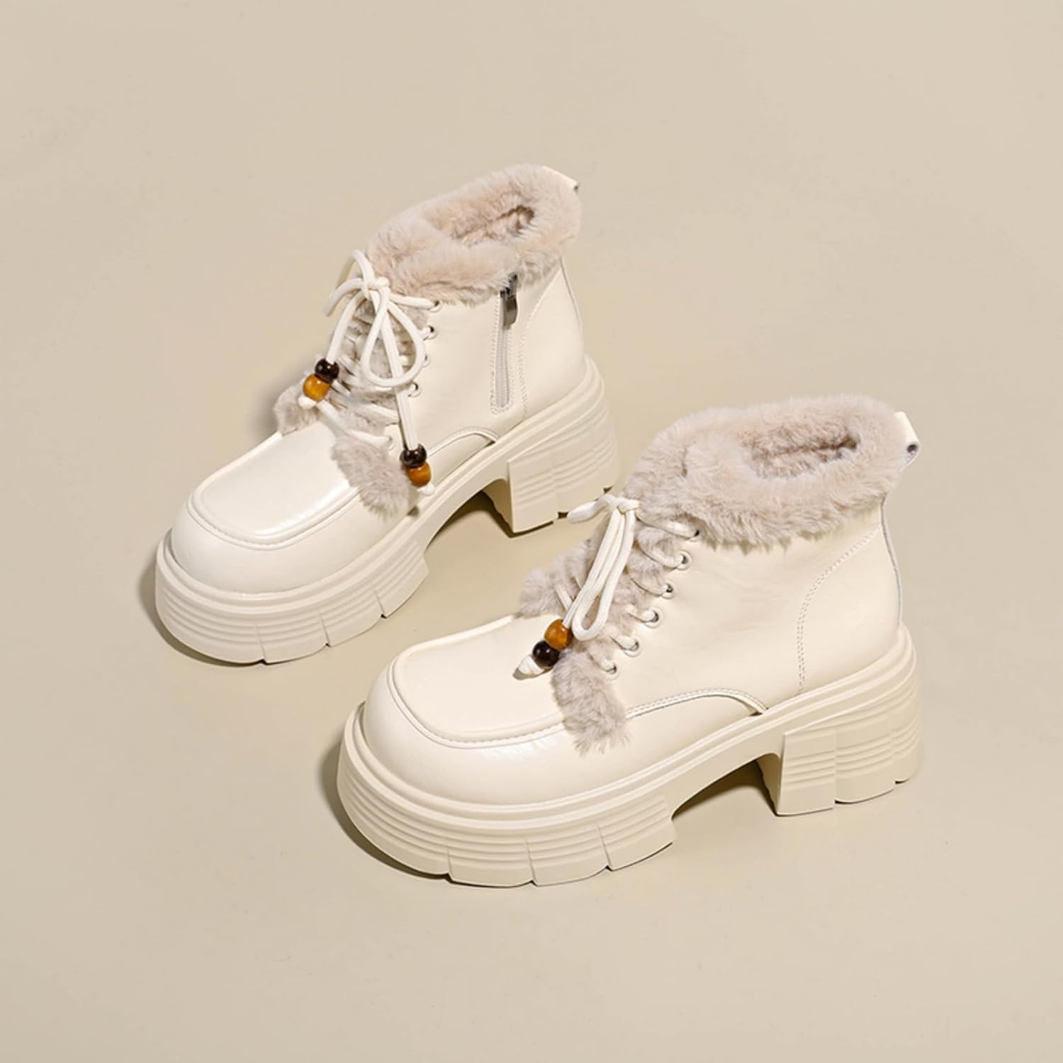 Black Fleece-Lined Chunky Ankle Boots - Edgy Warm Winter Shoes | Stylish Comfort Footwear for Cold Days, Street Style & Chic Casual Ensembles