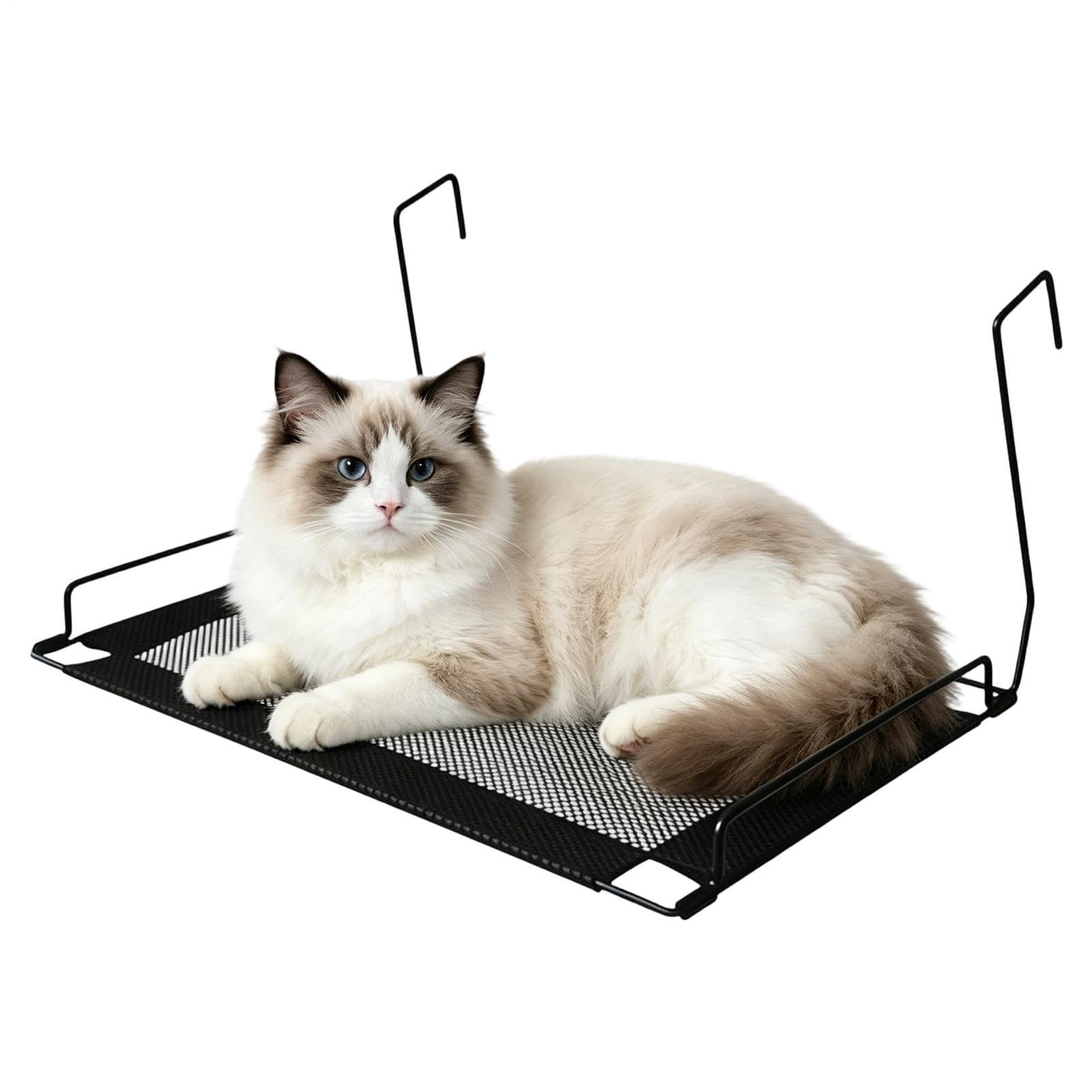 Hamaca para gatos con marco de metal y alfombrilla de refrigeración para balcón