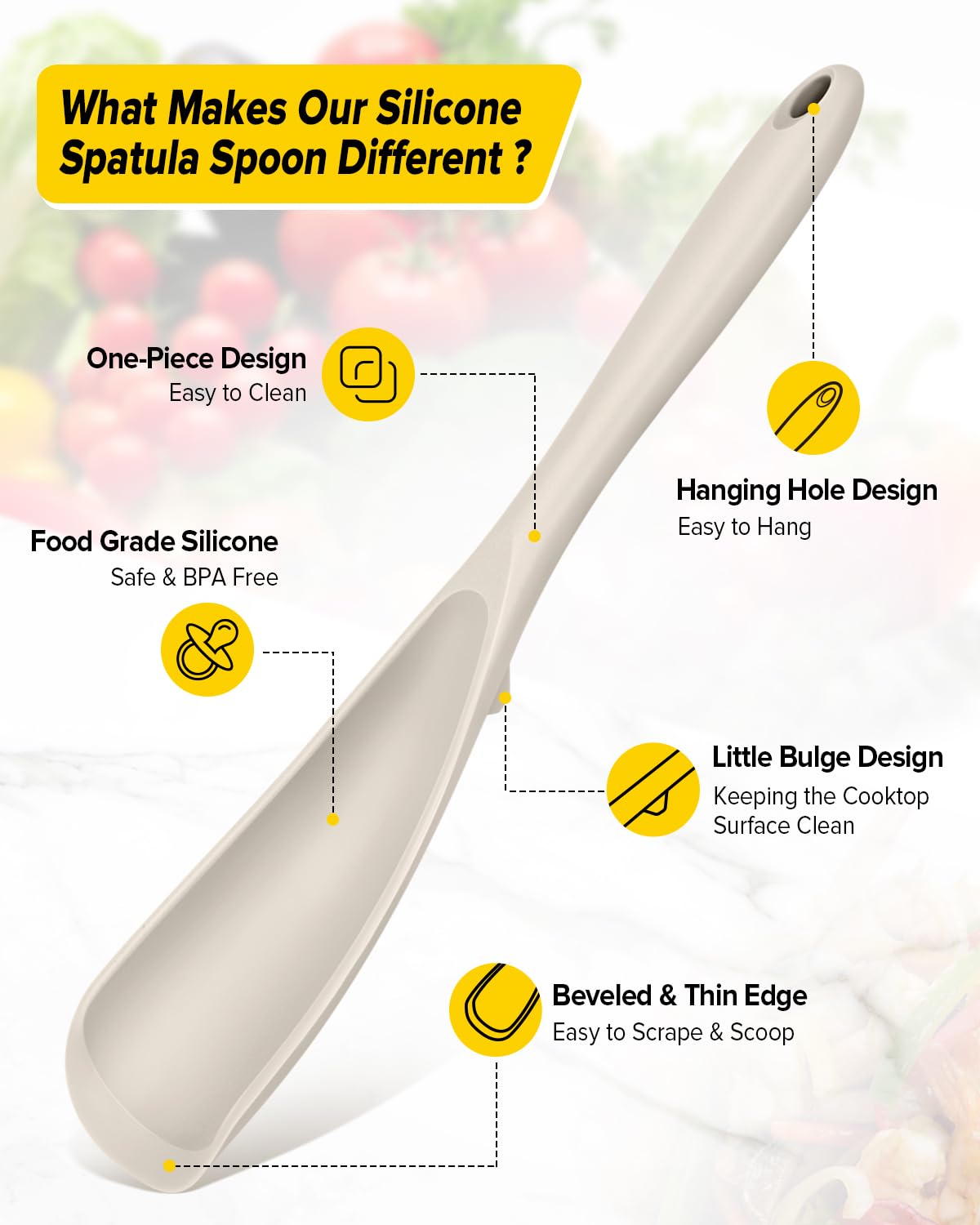 Pack of 2 Cooking Spoons for Non Stick Cookware Multifunction Spatula Spoon BPA-Free, One-Piece Design - Image 2