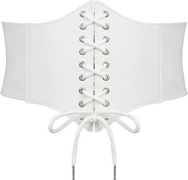 SANSTHS Wide Corset Belt for Women Lace-up Renaissance Corset Hight Waist Elastic Belt for Halloween Costume Parties