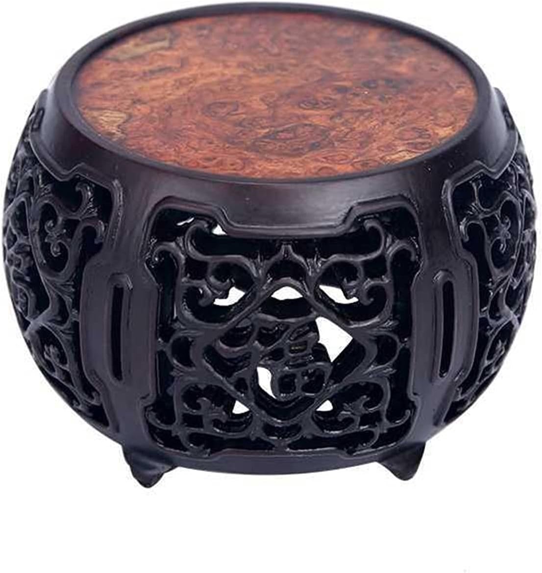 Decorative garden stools, Chinese Solid Wood Ornaments, Round Mahogany Stool, for Living Room, Study(Large)