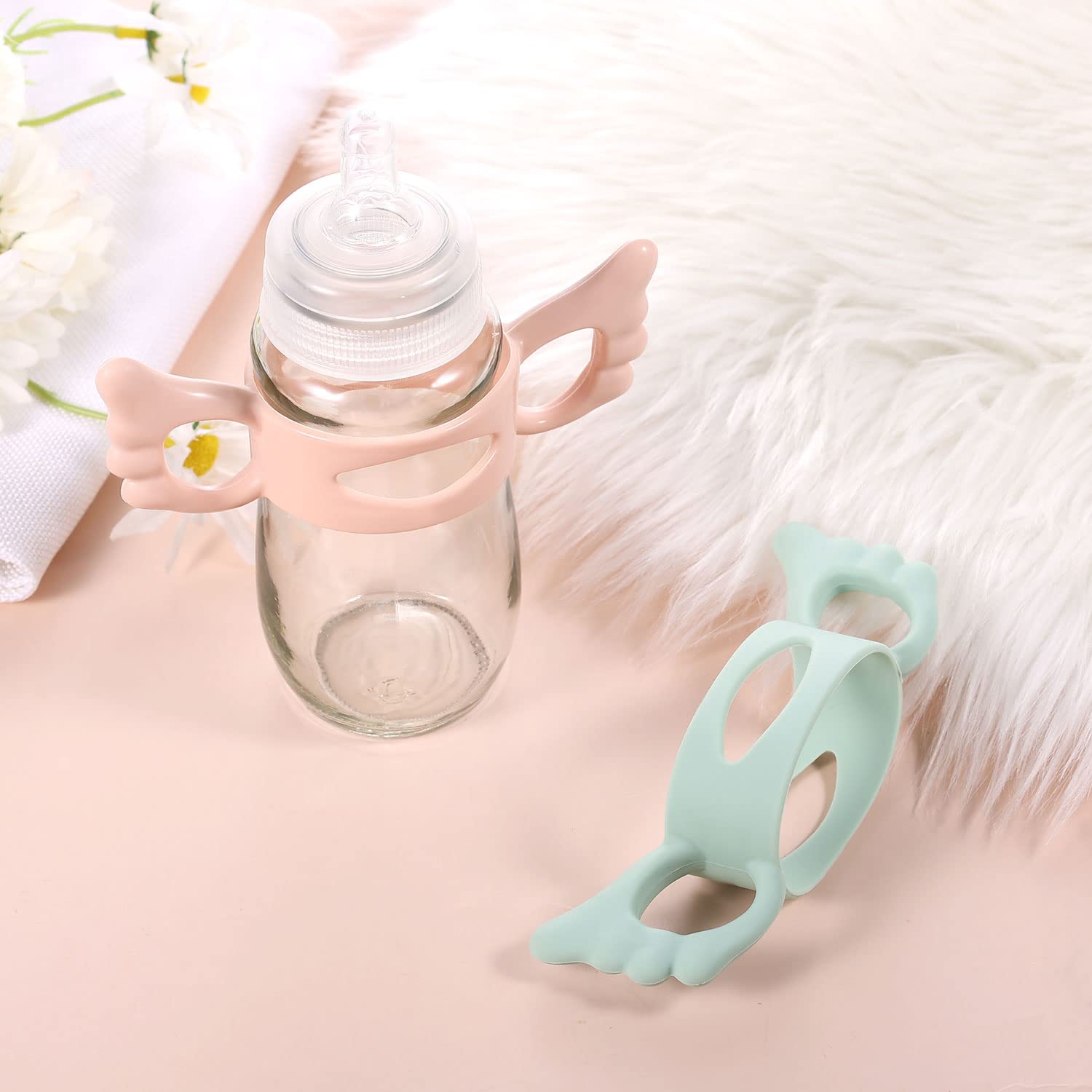 Manici Per Biberon In Silicone - 2 Pezzi, Per Biberon A Collo Largo, Facili Da Installare - Foto 8