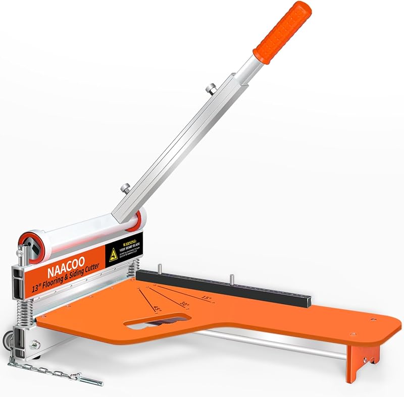 NAACOO Cortador de suelo laminado de 13 pulgadas con rueda, cortador de tablones de vinilo de 13 MM | Corte de ángulo y longitud de 1 paso, cortador Lvp, herramientas de suelo para cortar suelo laminado, madera de ingeniero, LVT, VCT, SPC, WPC