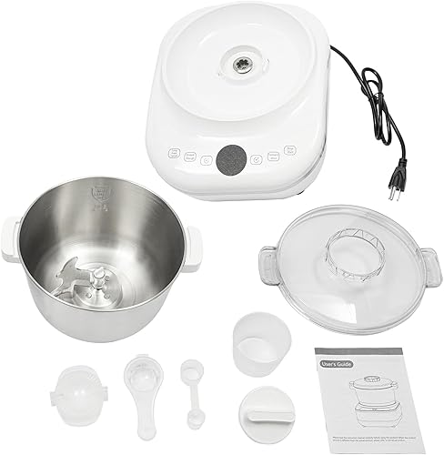 Miniatura 9 de Máquina de masa eléctrica, acero inoxidable 304 de 5 litros con temporizador de 5 a 40 minutos, máquina automática de masa de pasta de 140 a 170 rpm