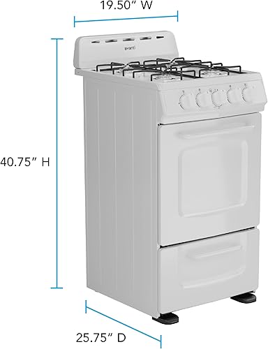 Miniatura 3 de Avanti Horno de cocina de gas, diseño compacto independiente, 4 quemadores con encendido electrónico, 2.1 pies cúbicos. Capacidad con cajones de