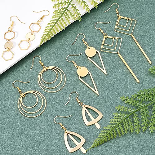 Kit de pendientes DIY con dijes geométricos de latón y anillas de hierro para joyas 6