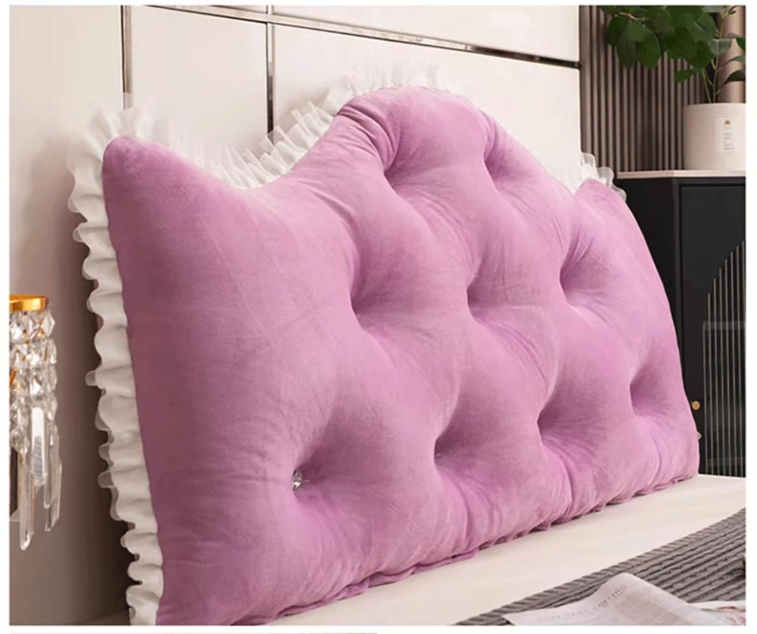 Oreiller compensé violet 200cm pour tête de lit et soutien du dossier